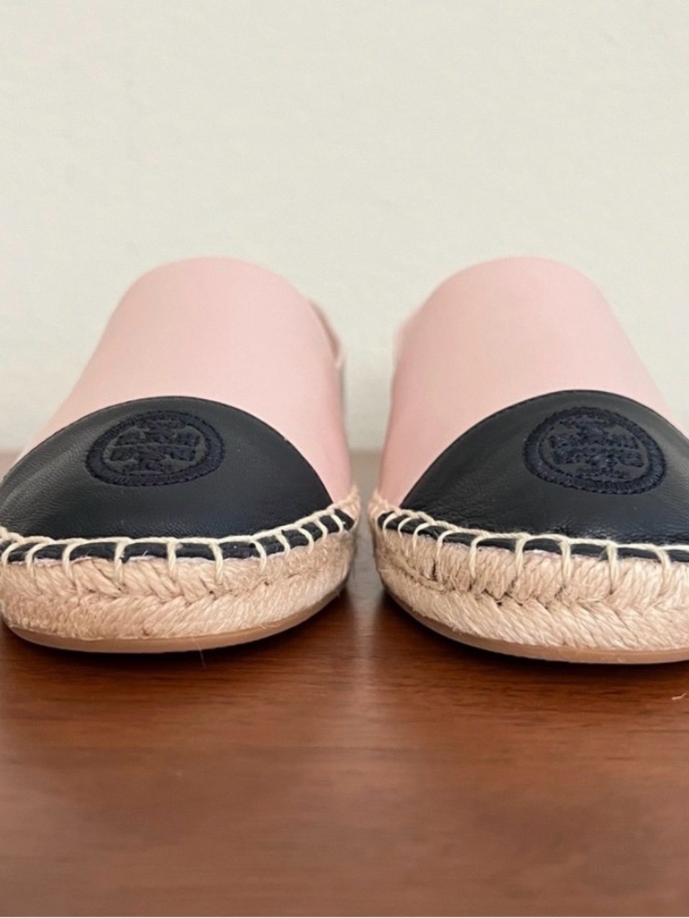 Tory Burch Women’s Pink/Blue Color-block Logo Espadrille Slip-Ons Sz 7